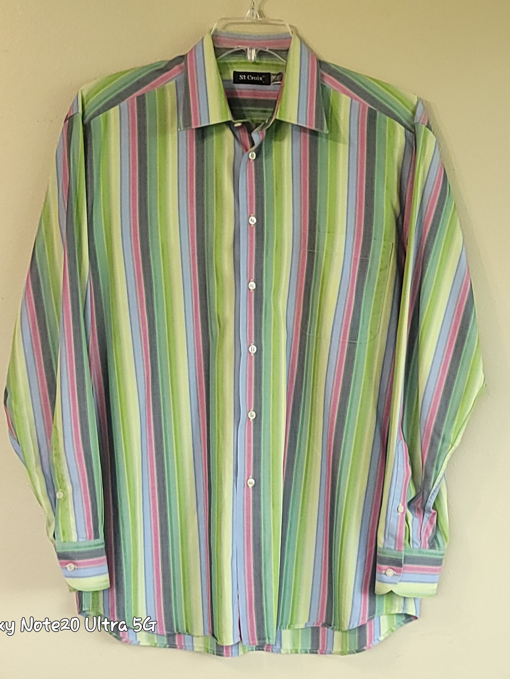 St. Croix Men's Luxury Striped Button Down Shirt Made in Italy Size L Pristine